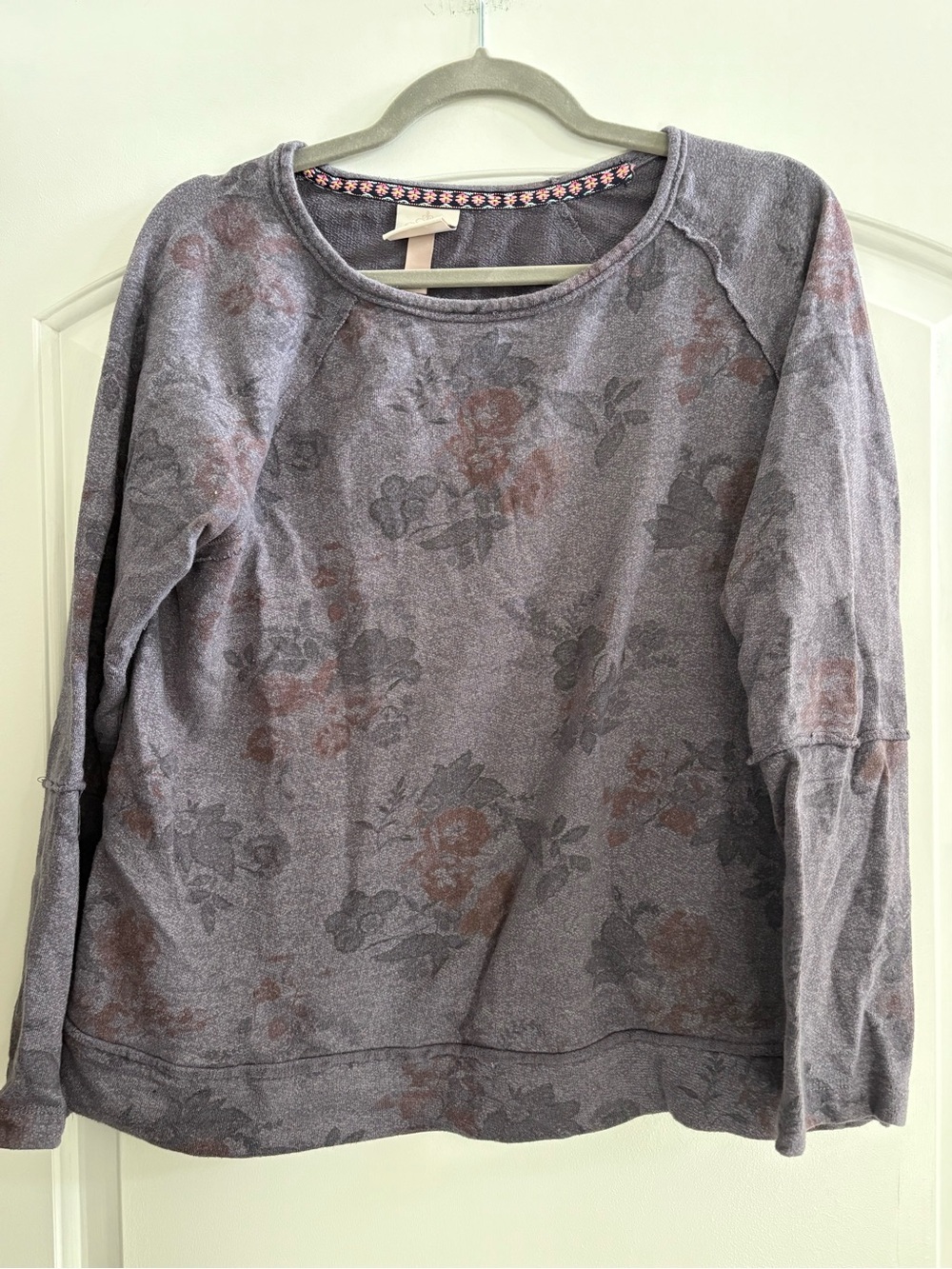 Knox Rose Heather Gray Floral Crewneck Sweatshirt